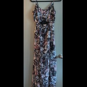 TopShop | Geometric Floral Cut-out Maxi Dress